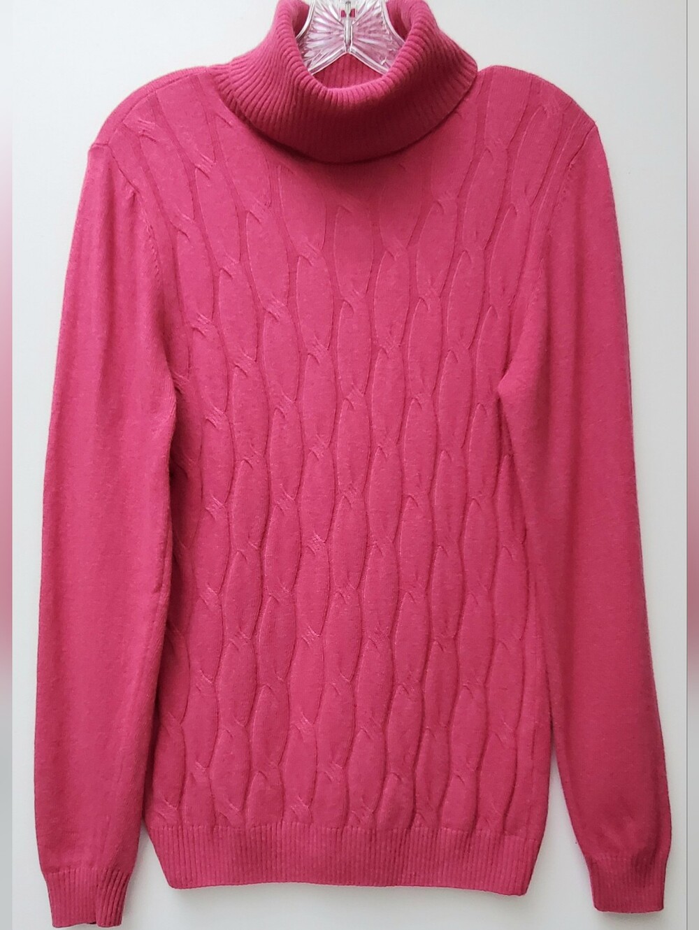 Hot Pink Merino Wool Cashmere Blend Turtleneck Made In Italy Size Small